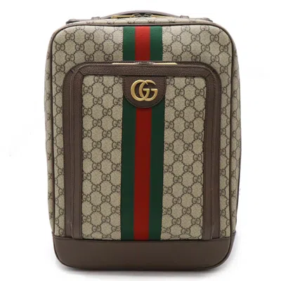 Pre-owned Gucci Ophidia Beige Green Red Color Pvc Leather Backpack ()