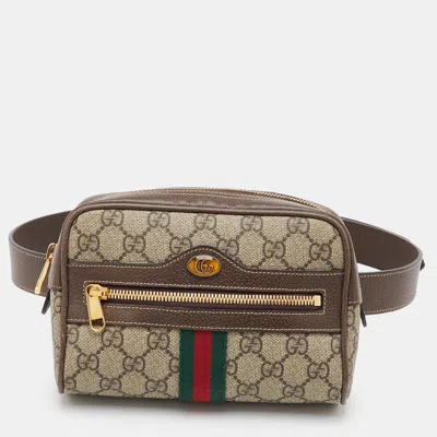 Pre-owned Gucci Ophidia Beige/brown Gg Supreme Canvas And Leather Belt Bag In Sand