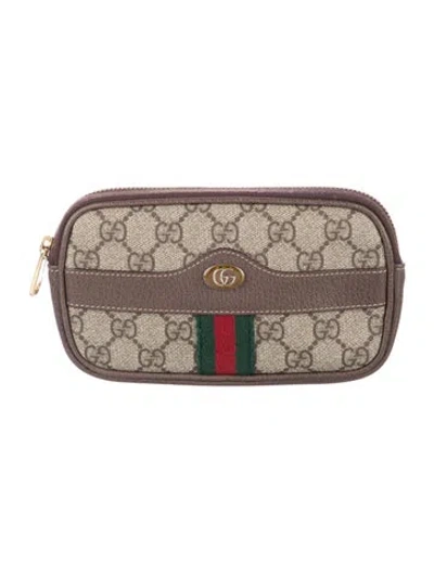 Pre-owned Gucci Ophidia Belted Iphone Case Gg Supreme Pouch In Brown