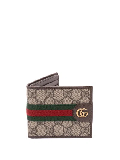 Gucci `ophidia` Bi-fold Wallet In Brown