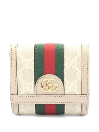 Pre-owned Gucci Ophidia Bi-fold Wallet In Neutral