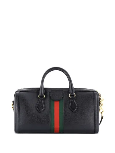 Pre-owned Gucci Ophidia Boston Bag Leather Medium Satchel In Black