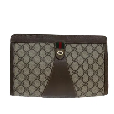 Pre-owned Gucci Ophidia Brown Canvas Clutch Bag ()