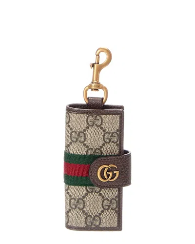 Gucci Ophidia Canvas & Leather Card Case In Neutral