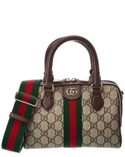 Gucci Ophidia Canvas & Leather Shoulder Bag In Brown