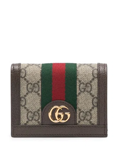 Gucci Ophidia Gg Card Case Wallet In Brown