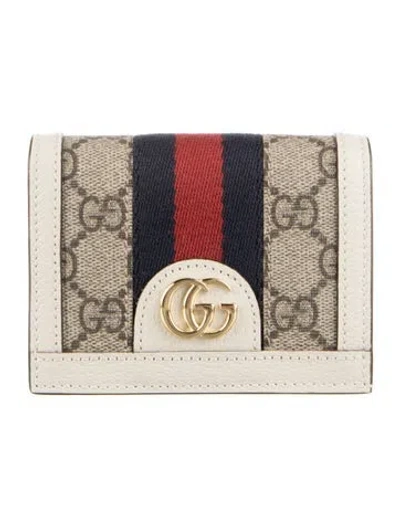 Pre-owned Gucci Ophidia Card Case Gg Supreme Card Holder W/ Tags In Neutrals