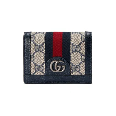 Gucci Ophidia Gg Card Case Wallet In Blue
