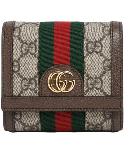 Gucci Ophidia Card Case Wallet In Brown