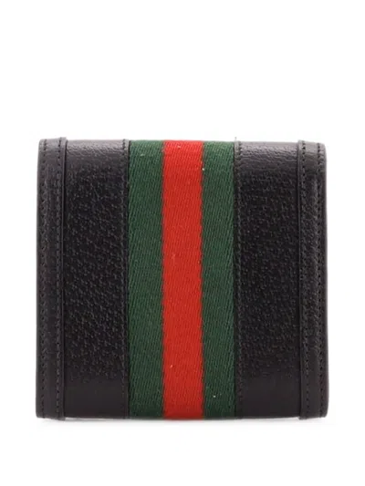 Pre-owned Gucci Ophidia Card Case Wallet Leather Small Wallets In Black