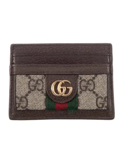 Pre-owned Gucci Ophidia Card Holder Gg Supreme Card Holder In Brown