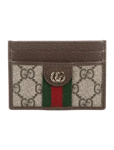 Pre-owned Gucci Ophidia Card Holder Gg Supreme Card Holder In Brown