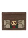Gucci Women Ophidia Card Case In Gg Supreme In Nude & Neutrals