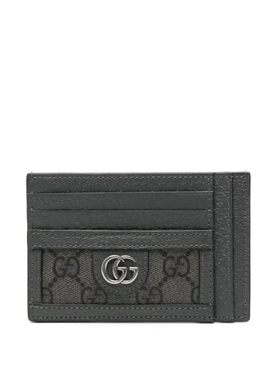 Gucci Ophidia Cardholder Gray Black Fabric In Grey