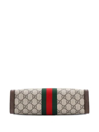 Pre-owned Gucci Ophidia Chain Shoulder Bag Gg Coated Canvas Small Crossbody Bag In Brown