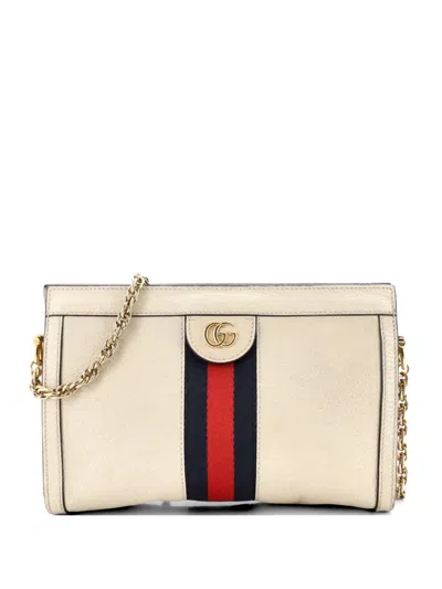 Pre-owned Gucci Ophidia Chain Shoulder Bag Leather Small Crossbody Bag In Neutral
