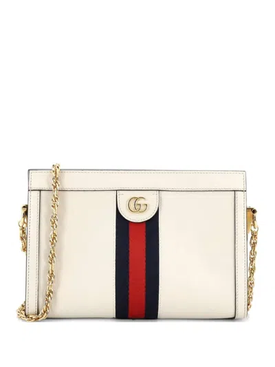 Pre-owned Gucci Ophidia Chain Shoulder Bag Leather Small Crossbody Bag In White