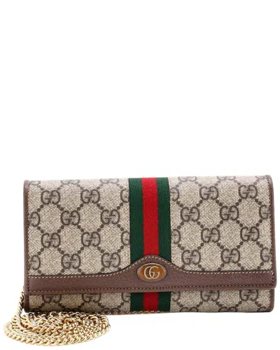 Pre-owned Gucci Ophidia Chain Wallet Gg Coated Canvas (authentic Pre-loved)