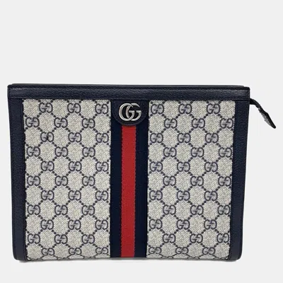 Pre-owned Gucci Ophidia Clutch (625549) In Beige