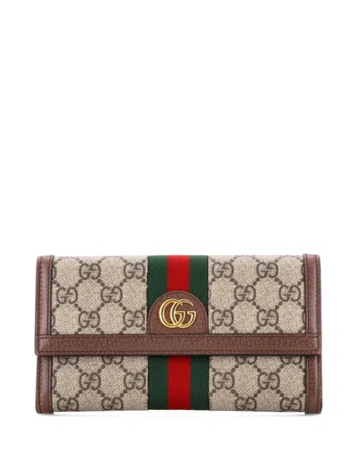 Pre-owned Gucci Ophidia Continental Wallet Gg Coated Canvas Small Wallets In Brown