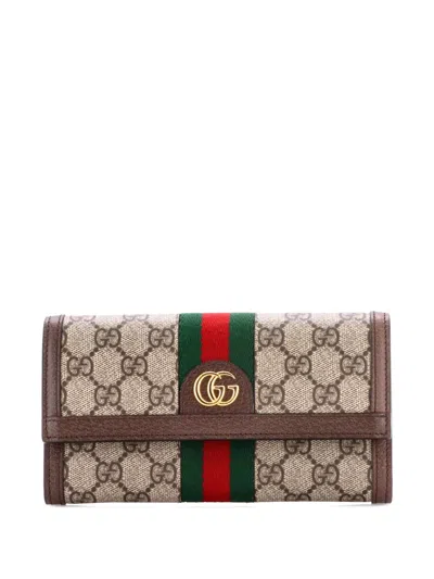 Pre-owned Gucci Ophidia Continental Wallet Gg Coated Canvas Small Wallets In Brown