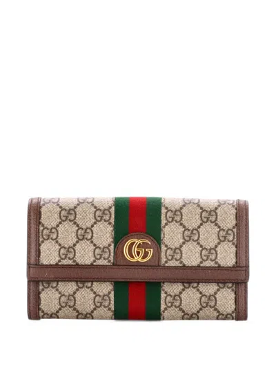 Pre-owned Gucci Ophidia Continental Wallet Gg Coated Canvas Small Wallets In Brown