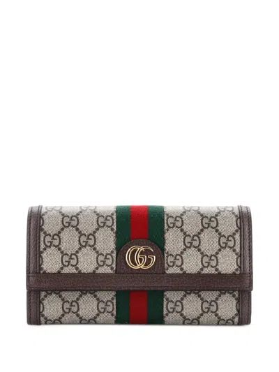 Pre-owned Gucci Ophidia Continental Wallet Gg Coated Canvas Small Wallets In Brown