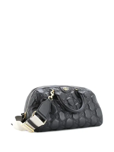 Pre-owned Gucci Ophidia Convertible Boston Top Handle Bag Gg Matelasse Leather Medium Satchel In Black