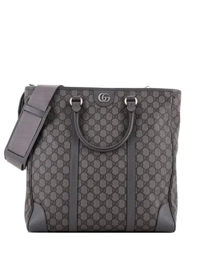 Pre-owned Gucci Ophidia Convertible Gg Coated Canvas Medium Tote Bag In Gray