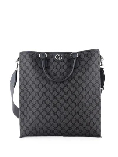Pre-owned Gucci Ophidia Convertible Gg Coated Canvas Medium Tote Bag In Grey