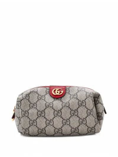 Pre-owned Gucci Ophidia Cosmetic Gg Coated Canvas Small Pouch In Brown