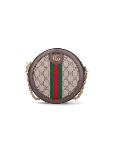 Gucci Ophidia Mini Gg Round Shoulder Bag In Beige