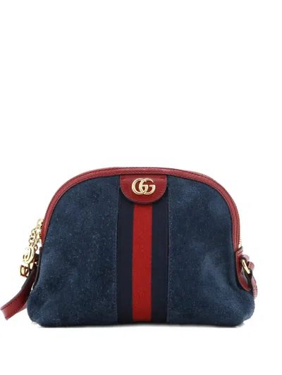 Pre-owned Gucci Ophidia Dome Shoulder Bag Suede Small Crossbody Bag In Blue