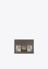 Gucci Women Ophidia Card Case In Gg Supreme In Sand