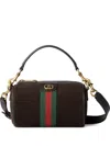 Gucci Dark Brown Suede Mini Ophidia Handbag In Brown