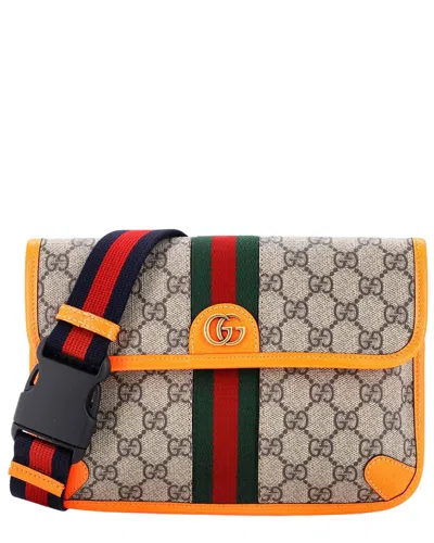 Gucci Ophidia Flap Belt Bag Gg Coated Canvas With Leather (authentic Pre-  Loved)