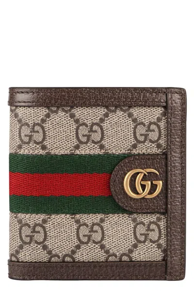 Gucci Ophidia Flap-over Wallet In Brown