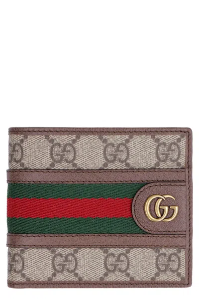 Gucci Ophidia Flap-over Wallet In Gray