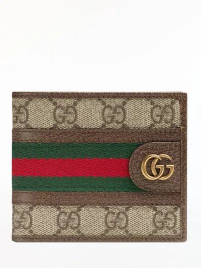 Gucci Ophidia Flap-over Wallet In Brown