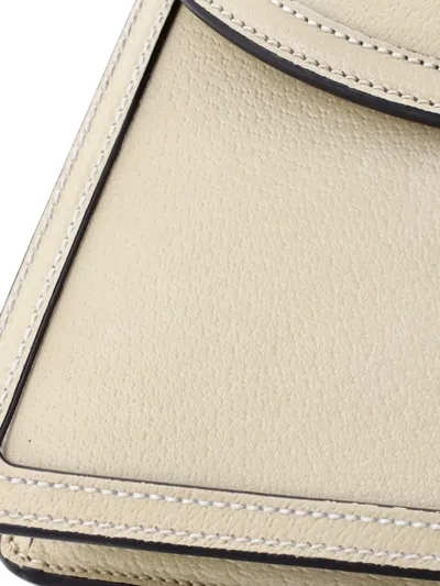 Pre-owned Gucci Ophidia Flap Top Handle Bag Leather Small Satchel In Neutrals