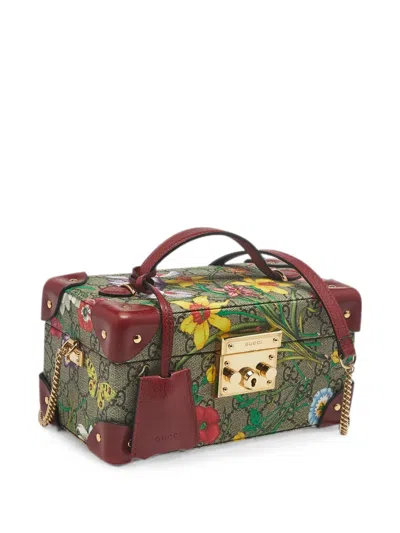 Pre-owned Gucci Ophidia Flora Gg Supreme Jewelry Box In Green