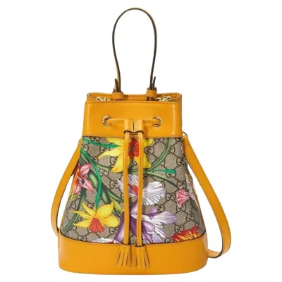 Pre-owned Gucci Ophidia Flora Pattern Backpack In Brown