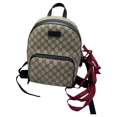 Pre-owned Gucci Ophidia Front Zipper Pocket Backpack Monogram Gg Supreme Beige/black