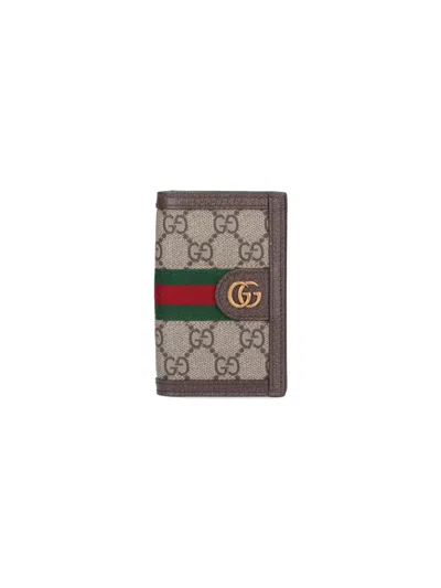 Gucci "ophidia Gg" Bi-fold Card Holder In Beige