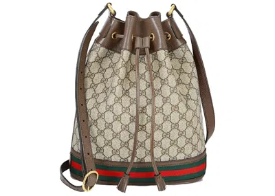 Pre-owned Gucci Ophidia Gg Bucket Bag In Beige/ebony In Multi