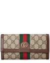 Gucci Ophidia Gg Canvas & Leather Continental Wallet In Beige