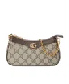 Gucci Women Beige Shoulder Bag With Gg Plaque On The Front And Chain-link Handle In Gg Canvas Woman In Multi