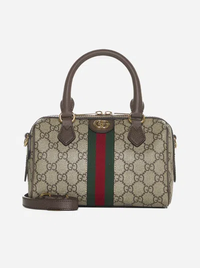 Gucci Ophidia Gg Canvas Mini Hand Bag In Beige,ebony