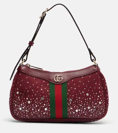 Gucci Ophidia Gg Canvas Small Shoulder Bag In Burgundy