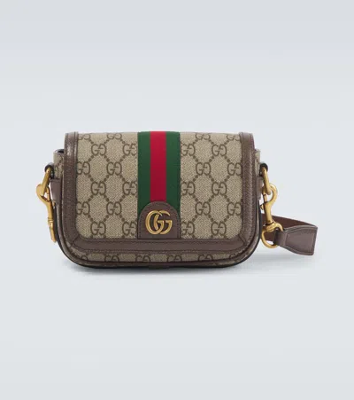 Gucci Ophidia Gg Canvas Super Mini Crossbody Bag In Beige